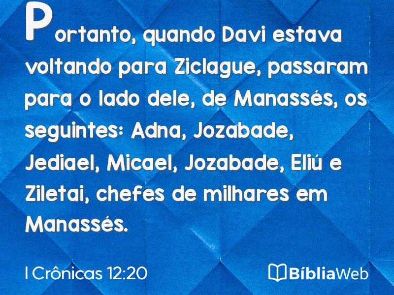 I Crônicas 12:20 em imagem para compartilhar