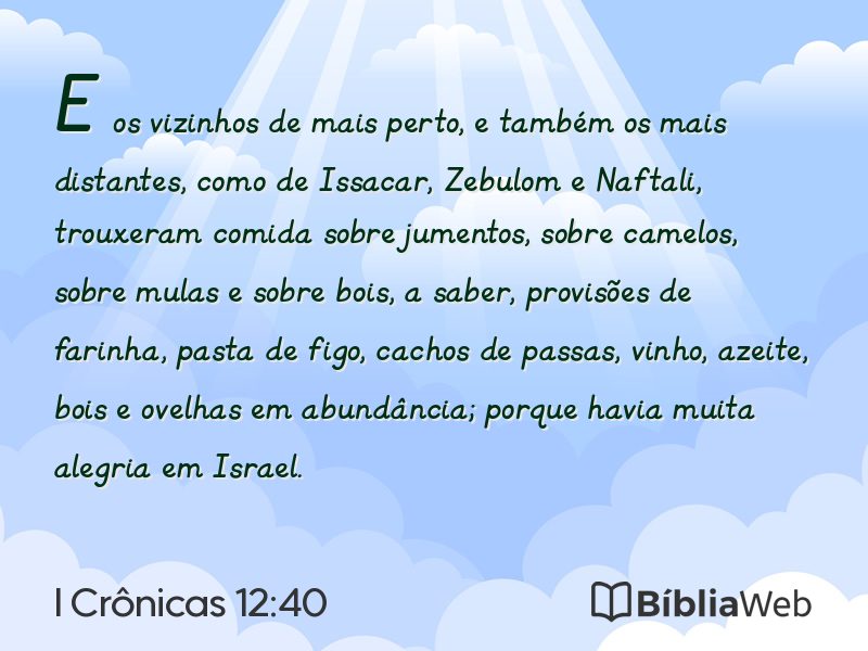 I Crônicas 12:40 em imagem para compartilhar
