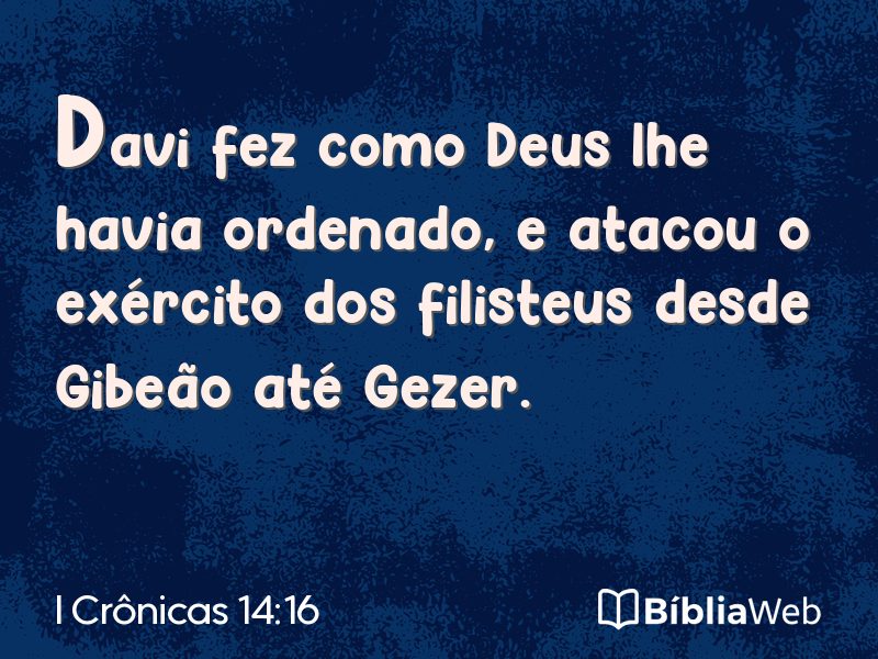 I Crônicas 14:16 em imagem para compartilhar