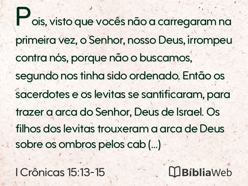 I Crônicas 15:13-15 em imagem para compartilhar