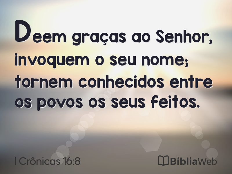 I Crônicas 16:8 em imagem para compartilhar