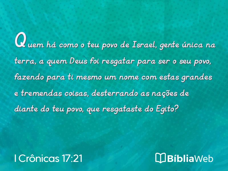 I Crônicas 17:21 em imagem para compartilhar