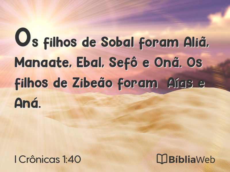 I Crônicas 1:40 em imagem para compartilhar