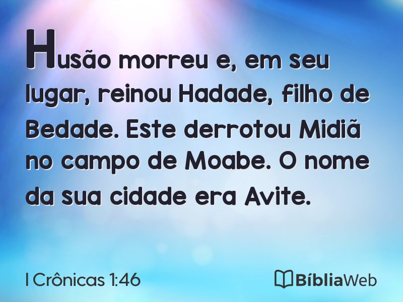 I Crônicas 1:46 em imagem para compartilhar
