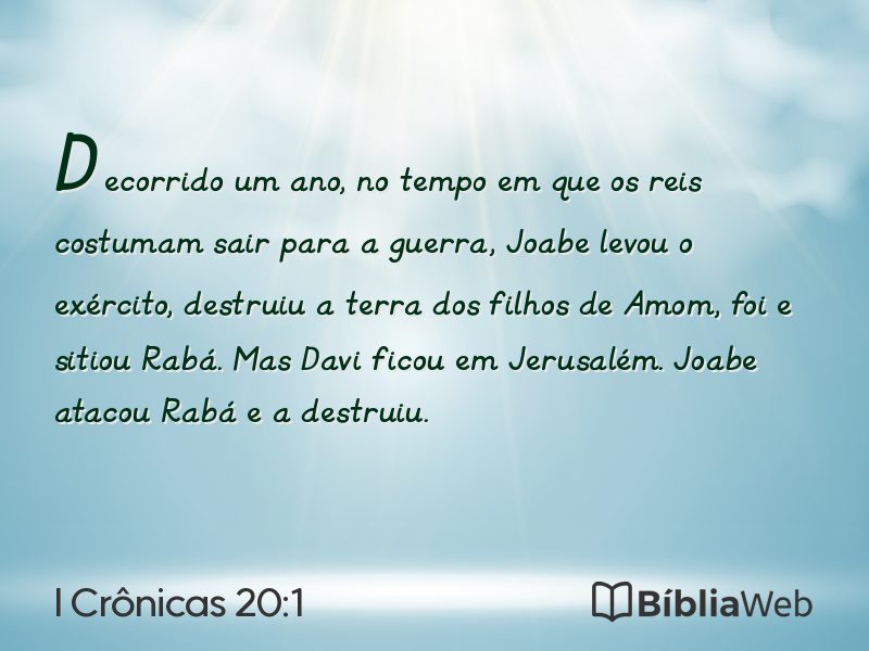 I Crônicas 20:1 em imagem para compartilhar