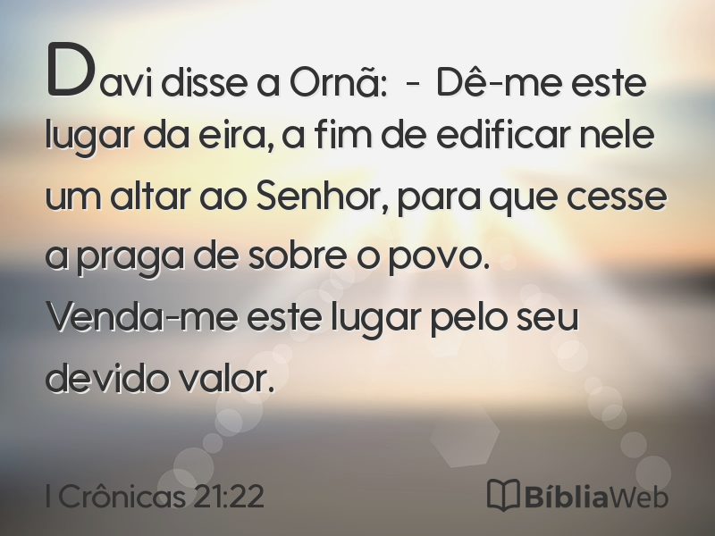 I Crônicas 21:22 em imagem para compartilhar