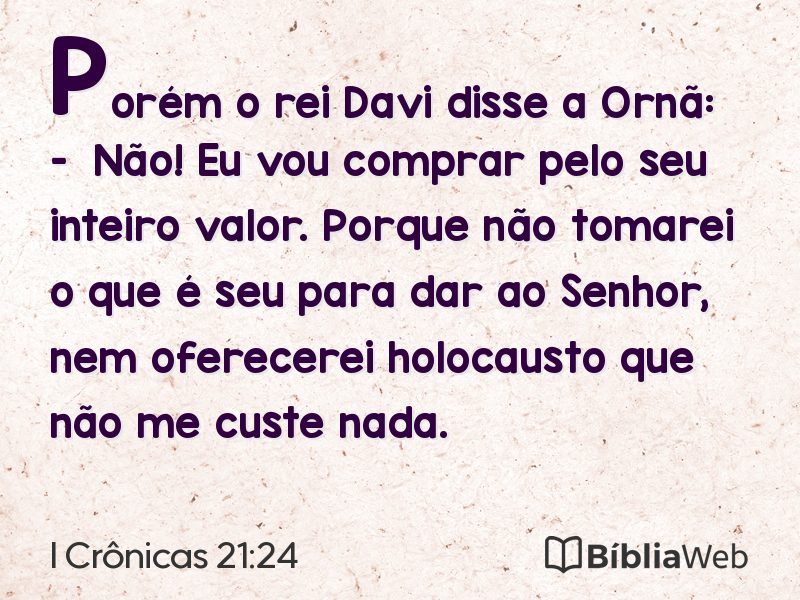 I Crônicas 21:24 em imagem para compartilhar