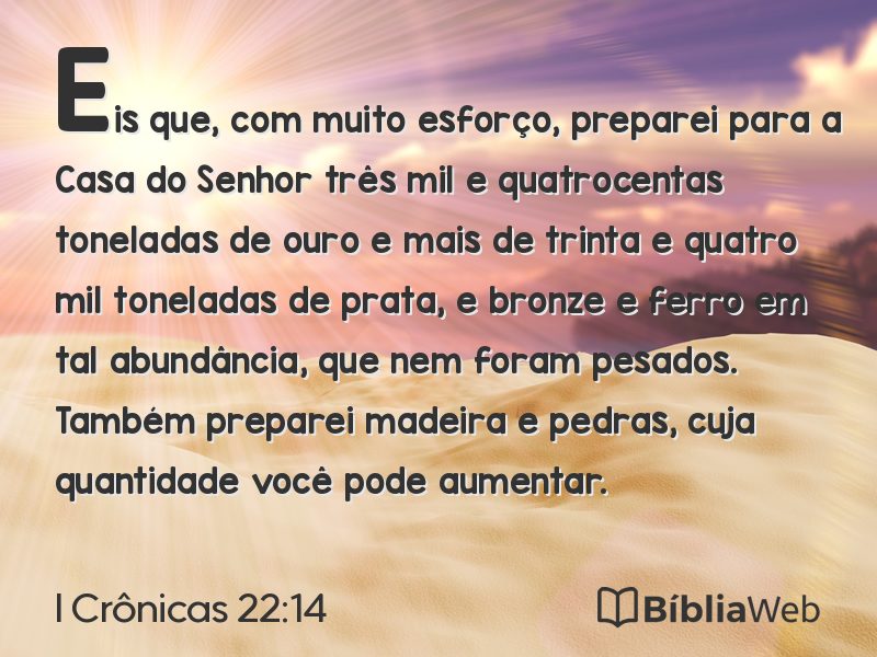 I Crônicas 22:14 em imagem para compartilhar