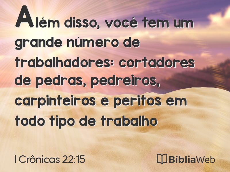 I Crônicas 22:15 em imagem para compartilhar