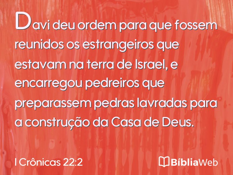 I Crônicas 22:2 em imagem para compartilhar