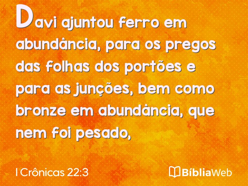 I Crônicas 22:3 em imagem para compartilhar