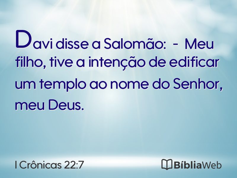 I Crônicas 22:7 em imagem para compartilhar