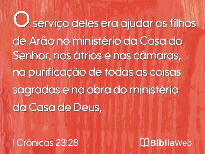 I Crônicas 23:28 em imagem para compartilhar
