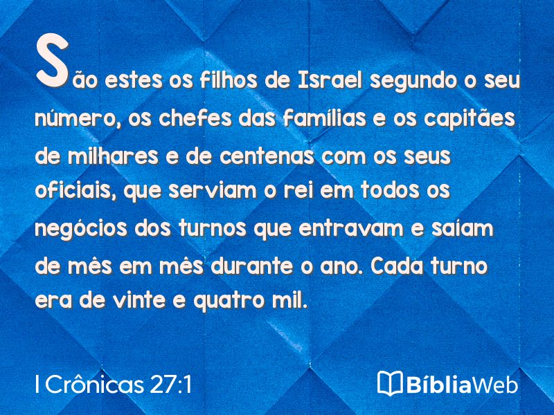 I Crônicas 27:1 em imagem para compartilhar