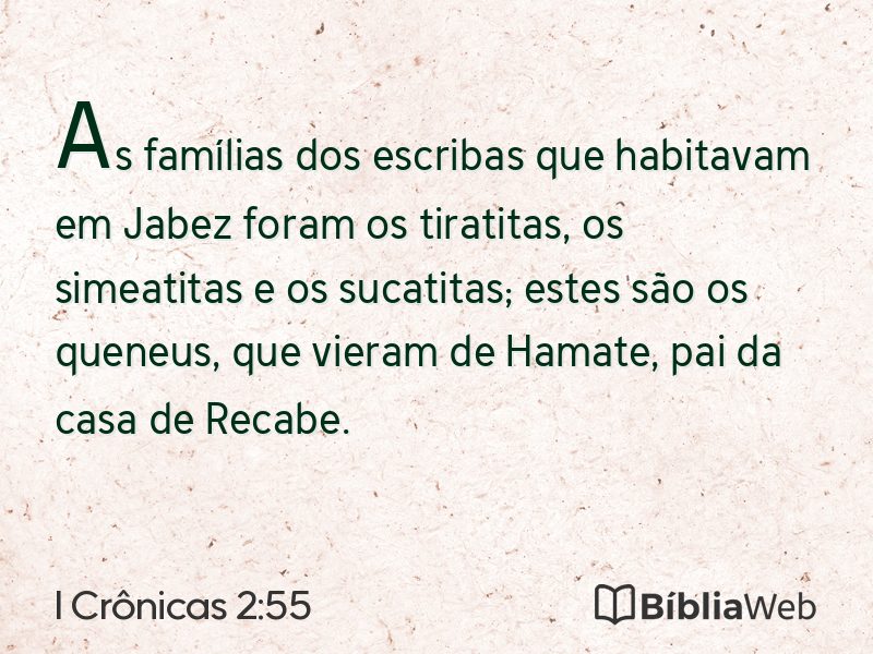 I Crônicas 2:55 em imagem para compartilhar