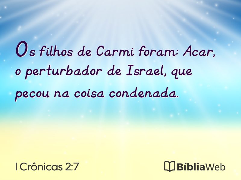 I Crônicas 2:7 em imagem para compartilhar