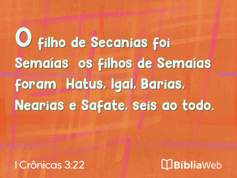 I Crônicas 3:22 em imagem para compartilhar
