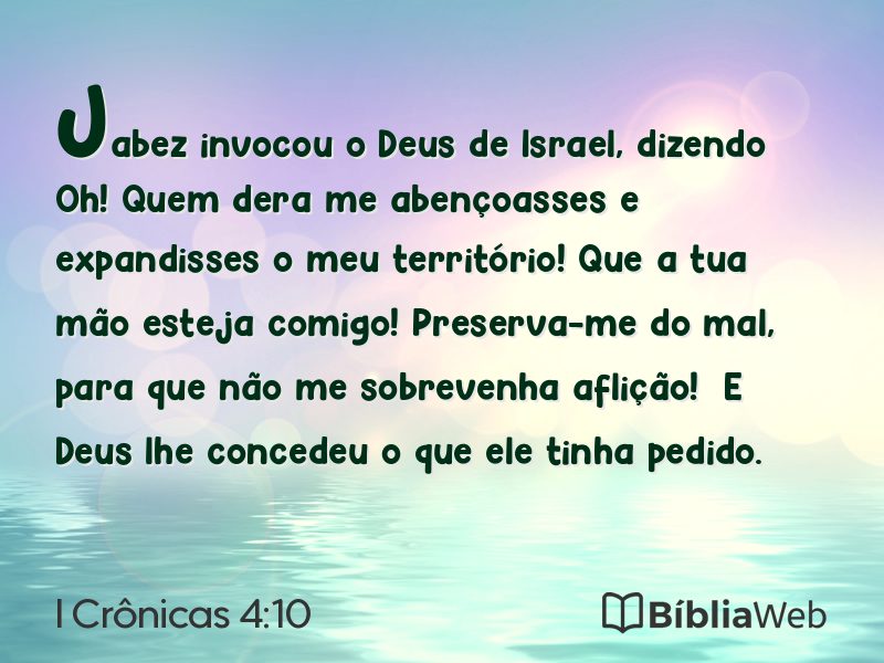I Crônicas 4:10 em imagem para compartilhar