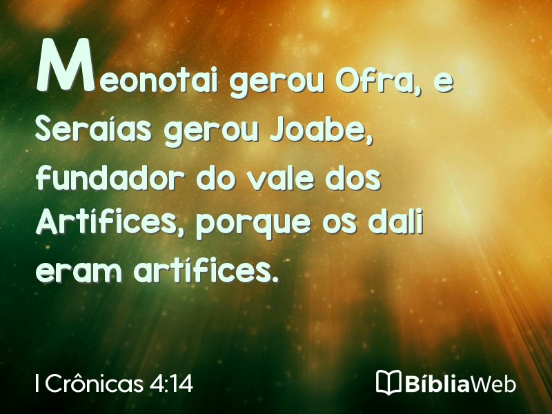 I Crônicas 4:14 em imagem para compartilhar
