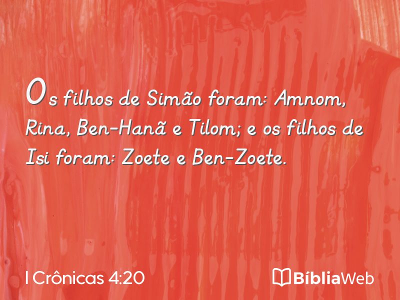 I Crônicas 4:20 em imagem para compartilhar