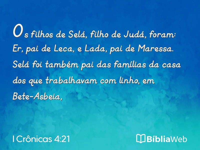 I Crônicas 4:21 em imagem para compartilhar