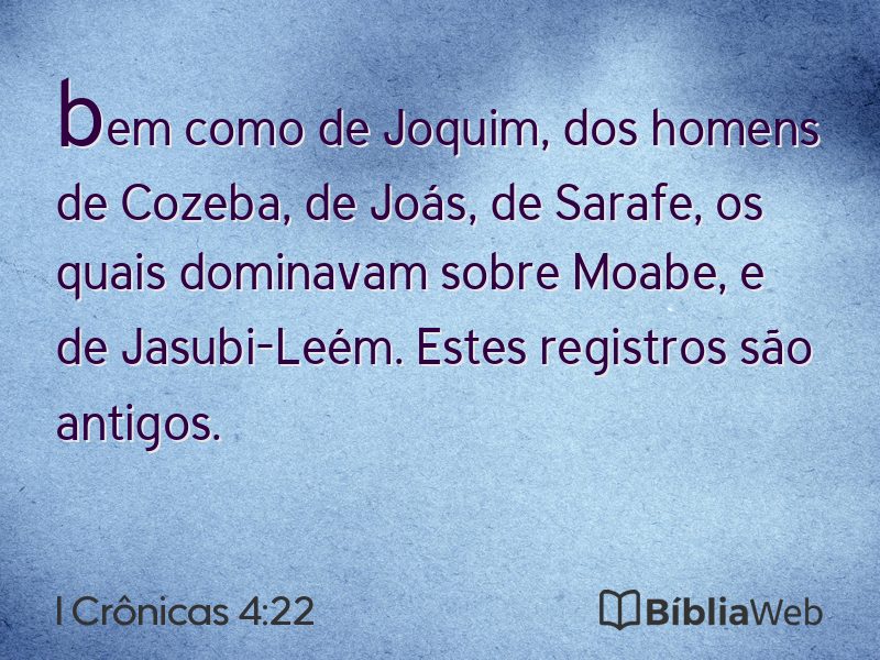 I Crônicas 4:22 em imagem para compartilhar