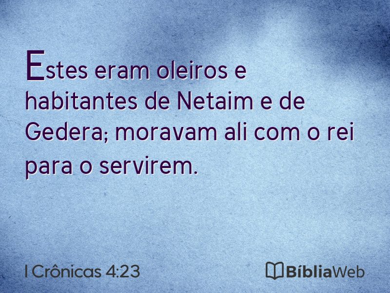 I Crônicas 4:23 em imagem para compartilhar