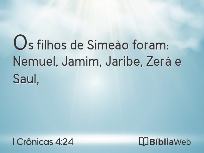 I Crônicas 4:24 em imagem para compartilhar