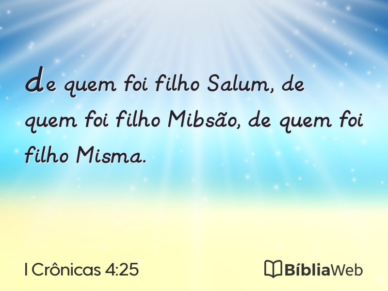 I Crônicas 4:25 em imagem para compartilhar