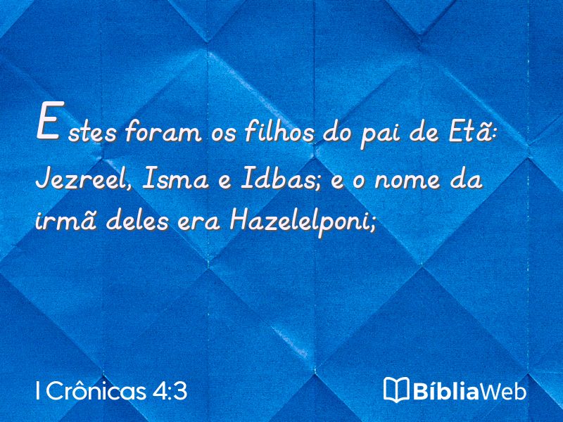 I Crônicas 4:3 em imagem para compartilhar