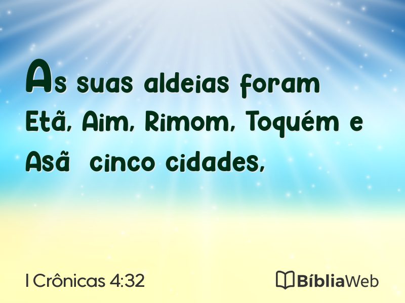 I Crônicas 4:32 em imagem para compartilhar
