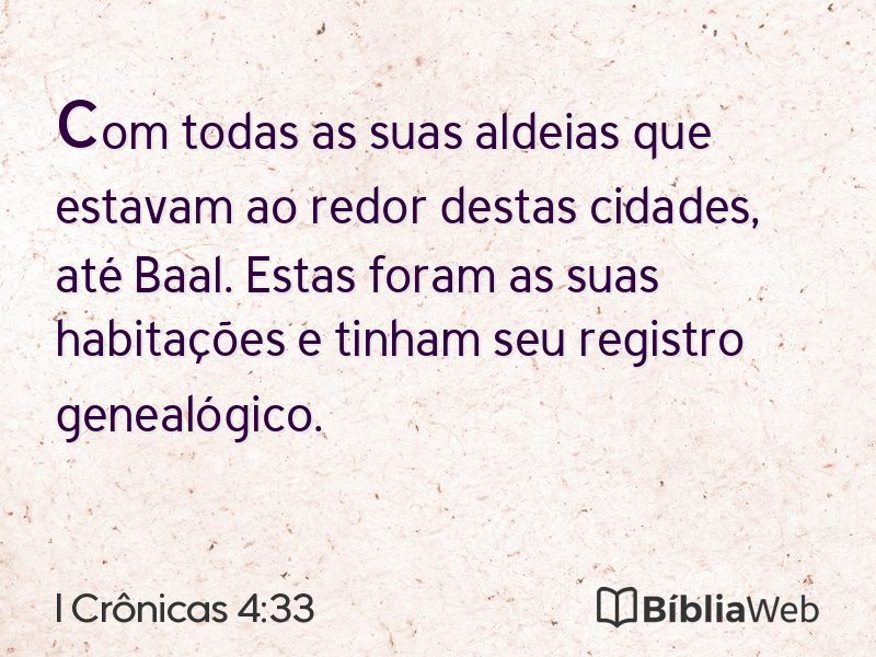 I Crônicas 4:33 em imagem para compartilhar