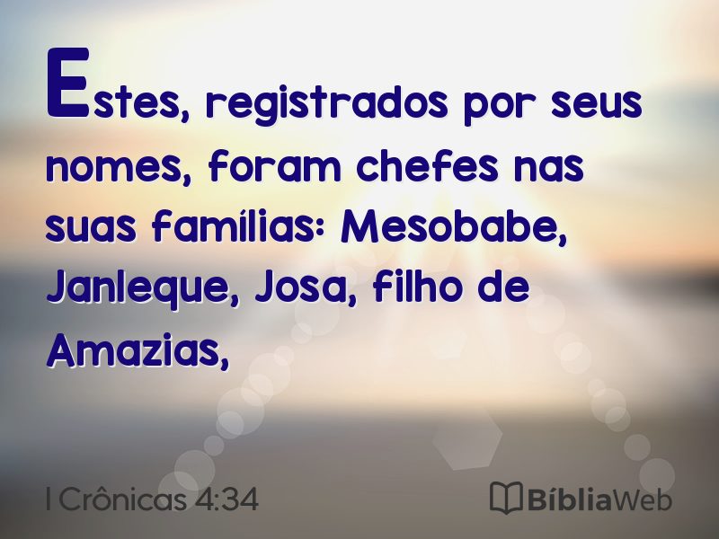I Crônicas 4:34 em imagem para compartilhar