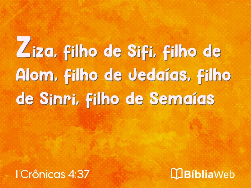 I Crônicas 4:37 em imagem para compartilhar