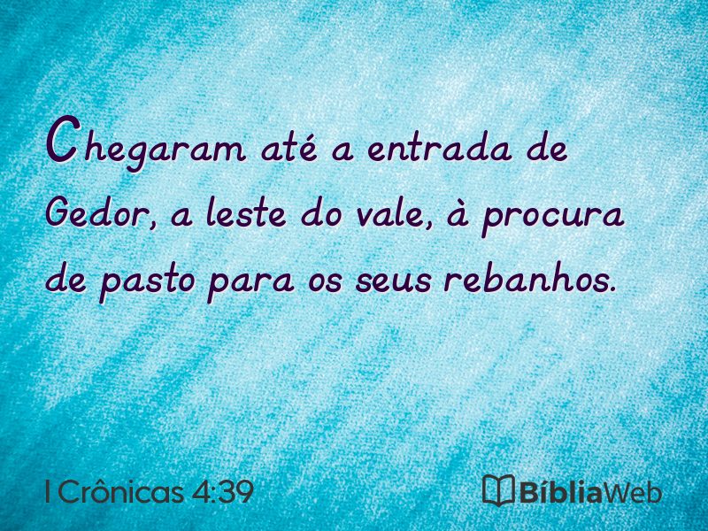 I Crônicas 4:39 em imagem para compartilhar