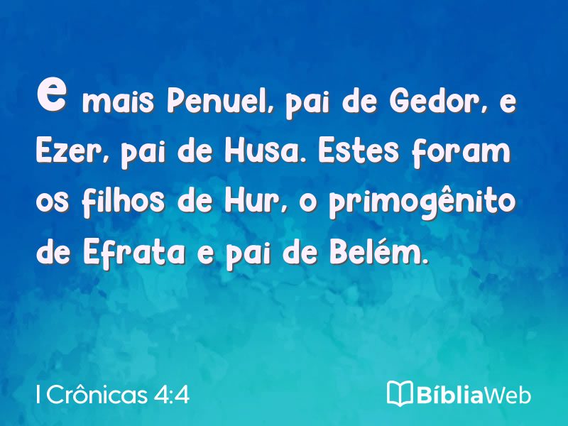 I Crônicas 4:4 em imagem para compartilhar