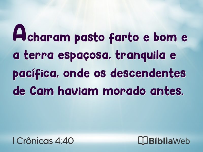 I Crônicas 4:40 em imagem para compartilhar