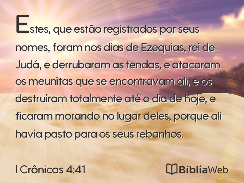 I Crônicas 4:41 em imagem para compartilhar