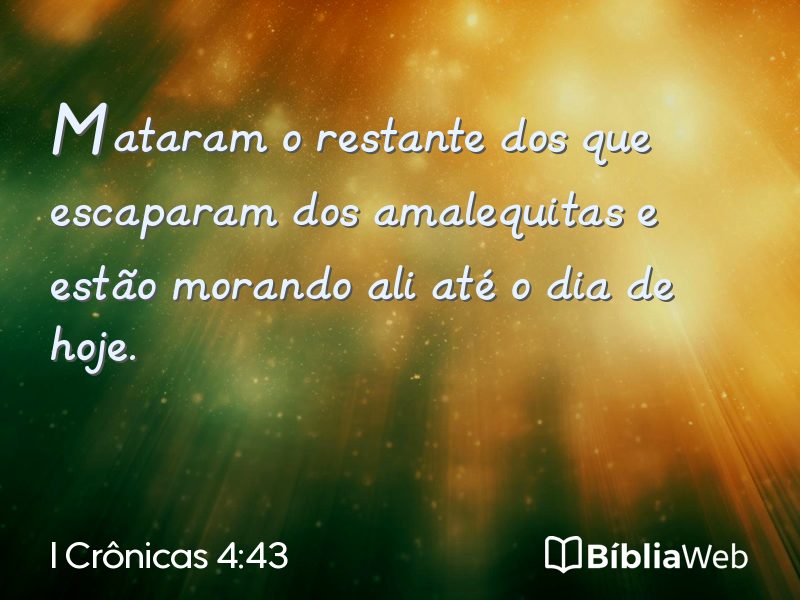 I Crônicas 4:43 em imagem para compartilhar