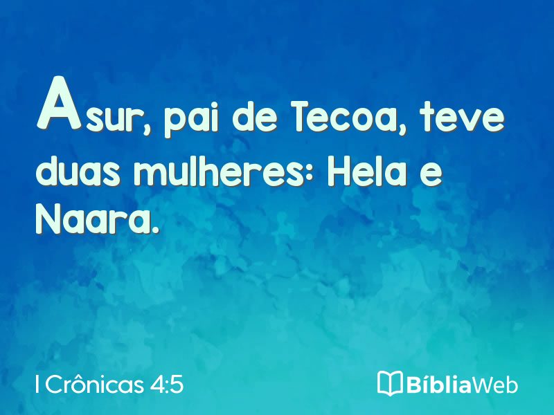I Crônicas 4:5 em imagem para compartilhar