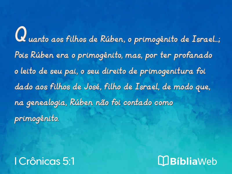 I Crônicas 5:1 em imagem para compartilhar