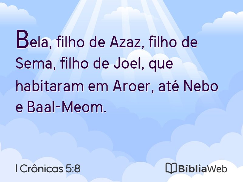 I Crônicas 5:8 em imagem para compartilhar