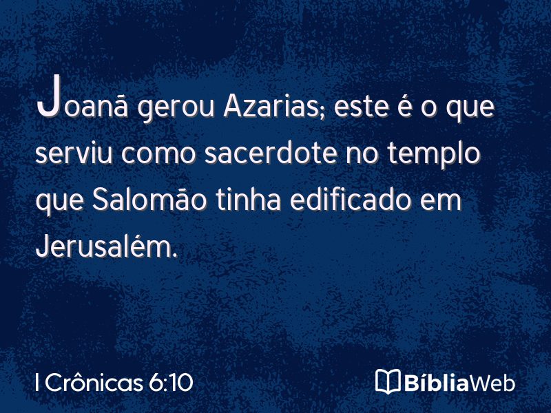 I Crônicas 6:10 em imagem para compartilhar