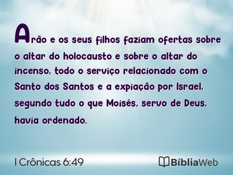 I Crônicas 6:49 em imagem para compartilhar
