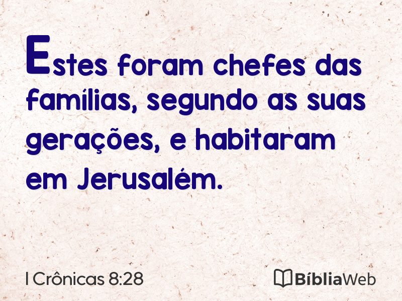 I Crônicas 8:28 em imagem para compartilhar