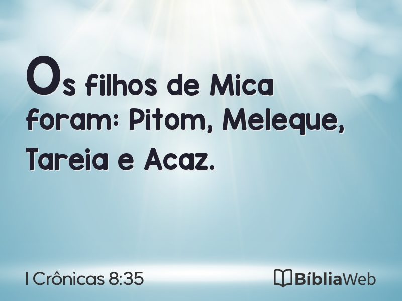 I Crônicas 8:35 em imagem para compartilhar