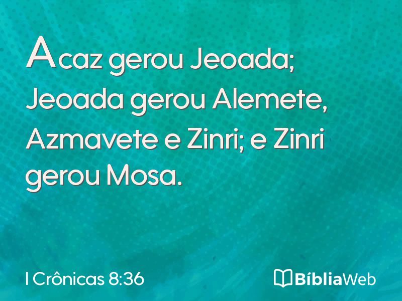 I Crônicas 8:36 em imagem para compartilhar