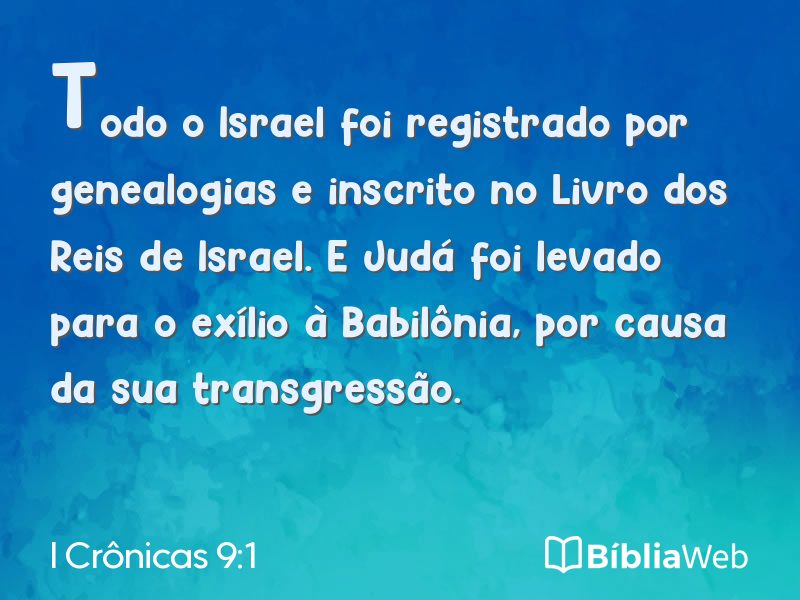 I Crônicas 9:1 em imagem para compartilhar