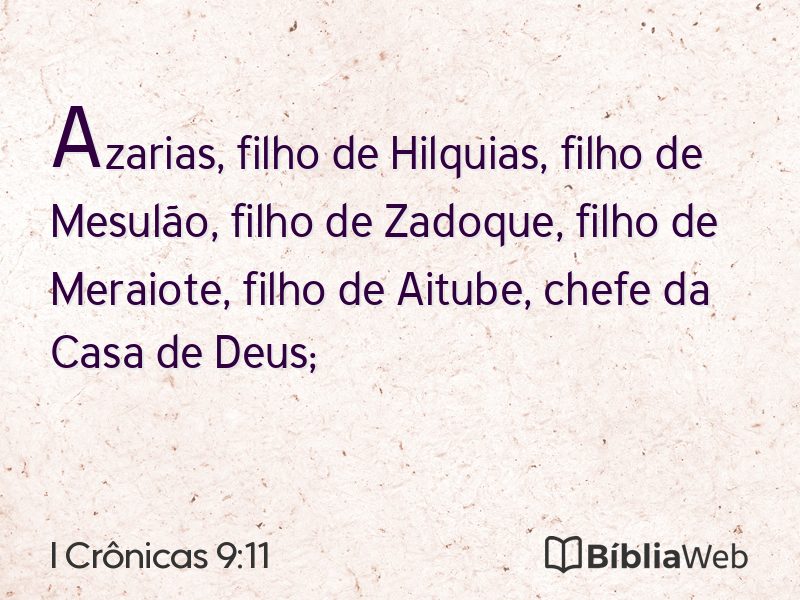 I Crônicas 9:11 em imagem para compartilhar