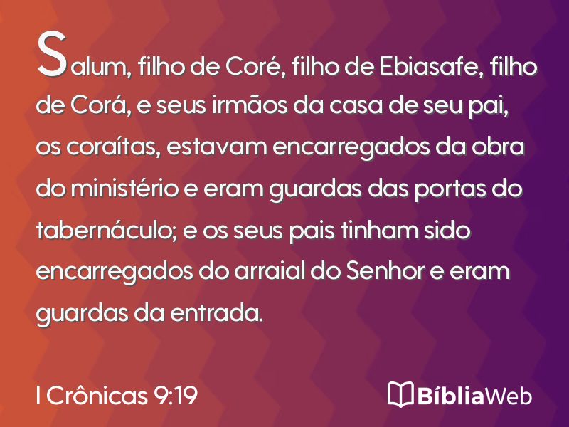 I Crônicas 9:19 em imagem para compartilhar